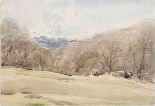 Cattle On A Wooded Bank - view 1