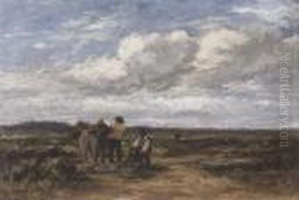 Peat Cutters In A Landscape - view 1