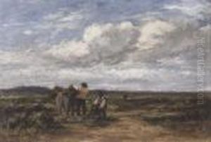 Peat Cutters In A Landscape by David I Cox