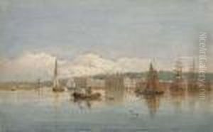 Greenwich Hospital From The Thames Between Deptford And Millwall, At Low Tide by David I Cox