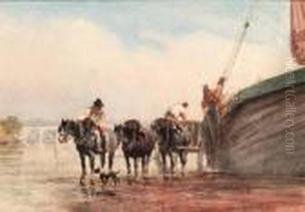 Unloading A Boat On The Thames At Low Tide, London - view 1