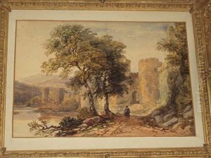 Conway Castle With Figure On A Pathway Before by David Cox