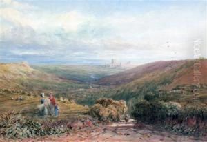Harvesters In An Extensive Landscape by David Cox