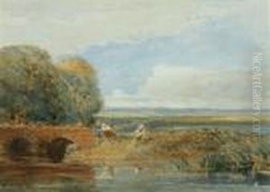Fishing By The Stream by David Cox