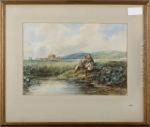 Boys Fishing, With Distant Hay Cart by David Cox