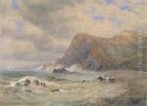 Coastal Scene With Wreckers By The Cliffs Coastal Scene With Wreckers By The Cliffs
