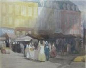 Market Scene At Boulogne by David Cox