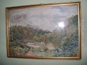Country Scene With Stream And Mountains Beyond by David Cox