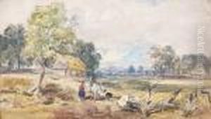 Travellers By A Common by David Cox
