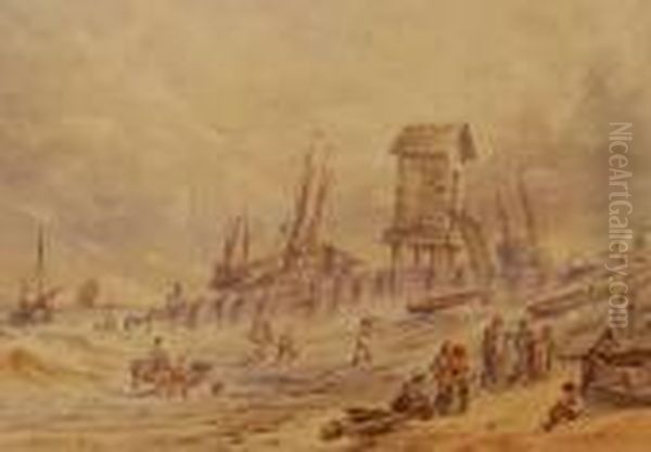 Fisher Folk On The Seashore - view 1