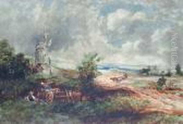 Bracken Gatherers Before A Windmill - view 1