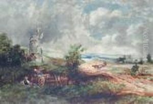 Bracken Gatherers Before A Windmill by David Cox