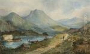 Lakeside With Mountains Beyond by David Cox