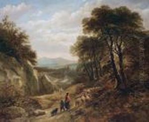 Herding Sheep On A Woodland Track
