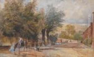 Jnr - Village Scene With Figure On Horseback Jnr - Village Scene With Figure On Horseback