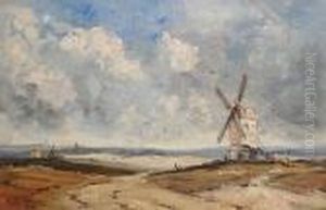 Beach Scene With Windmill by David Cox