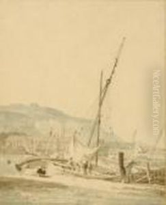 Sailingboat In A Harbor; And Two Companion Works by David Cox