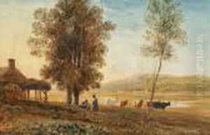 Figures And Cattle In A Landscape Figures And Cattle In A Landscape