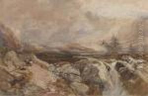 Figures In A Welsh Valley by David Cox