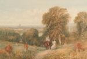 Figures In Conversation In A Cornfield