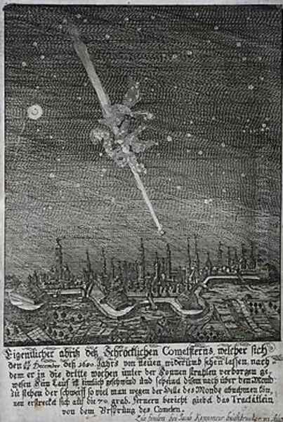 Comet seen over Augsburg in 1680 - view 1