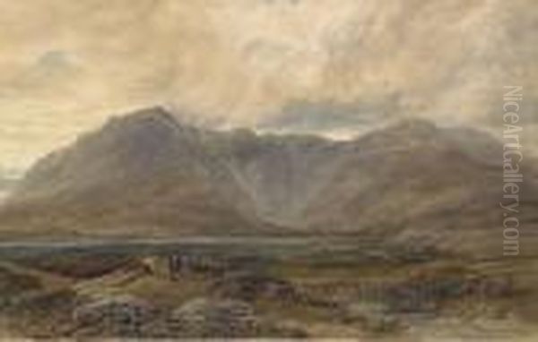 Peat Cutters In A Mountainous Landscape - view 1