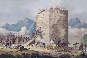 The Resistance of Forty Greek Rebels in a Tower in Thebe by Georg Melchior Kraus