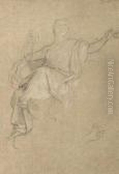 Figure Feminine Tenant Un Anneau Forge Et Esquisse De Main - view 1