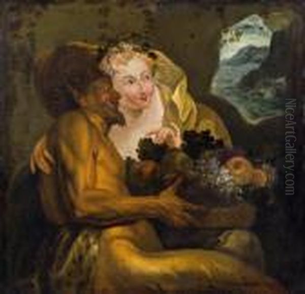 Bacchus Und Nymphe Mit Fruchtekorb - view 1