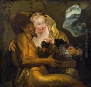 Bacchus Und Nymphe Mit Fruchtekorb