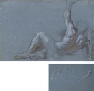 A Reclining Male Nude, His Left Arm Raised A Reclining Male Nude, His Left Arm Raised