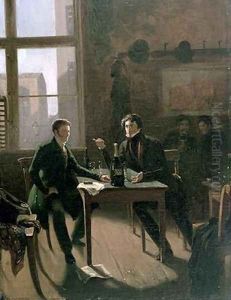 Ernest Theodor Wilhelm Hoffmann 1776-1822 and Ludwig Devrient 1784-1832 at Lutter and Wegner Berlin by Hermann Kramer