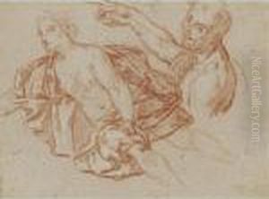 Recto: Studies Of A Nymph And A Satyr by Antoine Coypel