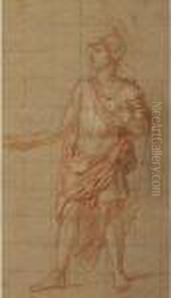 Etude Pour La Figure D'enee 
[antoine Coypel ; Study For Enee ; Red Chalk, Black Chalk, Heightened 
With White Chalk, Squared With Black Chalk] - view 1