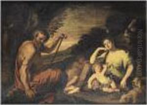 Venus Et L'amour Devant Un Satyre by Antoine Coypel