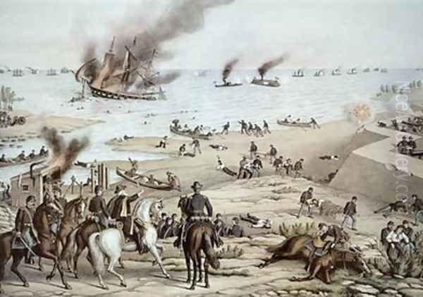 The USS Monitor fighting the CSS Merrimack at the Battle of Hampton Broads during the American Civil War - view 1