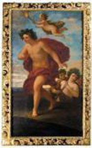 Bacchus In A Landscape With Other Figures And A Putti by Antoine Coypel