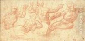 Studies Of Neptune, Seated, And Of Three Tritons by Antoine Coypel