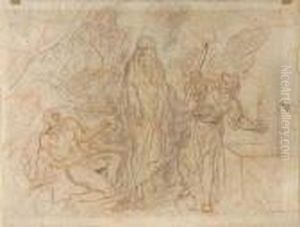 L'ombre De Saul Apparaissant A Samuel by Antoine Coypel