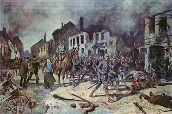 German troops entering the city of Ortelsburg during the battle of Tannenberg - view 1