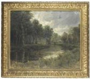 A Wooded River With A Group Of Figures On The Far Bank, Circa 1916-20 by James Humbert Craig