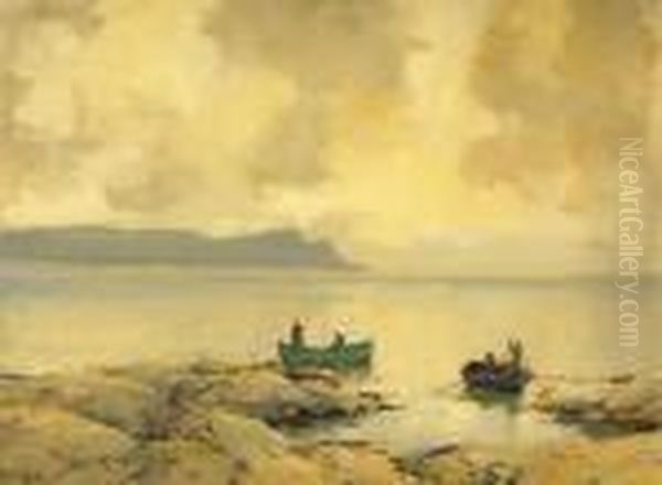 Herring Boats Off A Rocky Shore - view 1