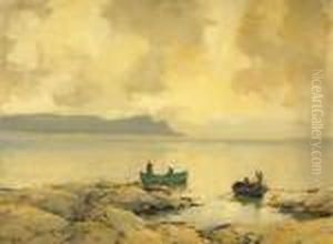 Herring Boats Off A Rocky Shore by James Humbert Craig