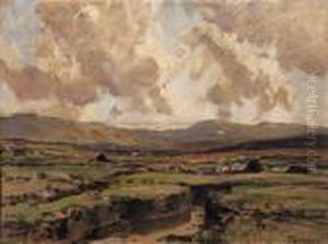 Rha Rua Cutting The Turf, 
Donegal Signed Lower Right Oil On Panel 38 By 51cm., 15 By 20in by James Humbert Craig