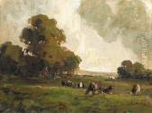 Rha Rua Landscape With Cattle Signed Lower Left Oil On Panel 38 By 51cm., 15 By 20in Rha Rua Landscape With Cattle Signed Lower Left Oil On Panel 38 By 51cm., 15 By 20in