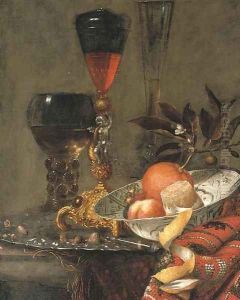Orange with blossom by Willem Kalf