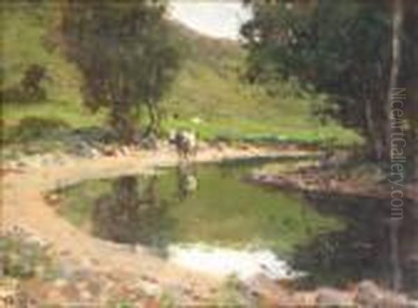 Cows By A Wooded Stream - view 1