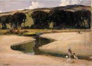 Children And Boats By An Estuary