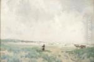 Figure And Horse And Cart On A Windy Beach Figure And Horse And Cart On A Windy Beach