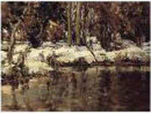 Riverbank In Snow